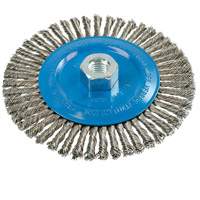 Brosse &agrave; fils &eacute;troits nou&eacute;s et torsad&eacute;s, Dia. 6", Fils 0,02", Arbre 5/8"-11, Aluminium/Acier inoxydable Southpoint Industrial Supply