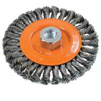 Brosse rotative &agrave; fils nou&eacute;s large, Dia. 5", Fils 0,02", Arbre 5/8"-11, Acier Southpoint Industrial Supply