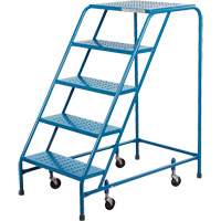 Rolling Step Ladder with Locking Step, 5 Steps, 18" Step Width, 46" Platform Height, Steel VC134 | Southpoint Industrial Supply