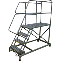 Mobile Work Platforms, Steel, 4 Steps, 40" H, 36" D, 24" Step, Serrated VC417 | Southpoint Industrial Supply
