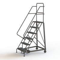 Heavy Duty Rolling Ladder, 6 Steps, 24" Step Width, 60" Platform Height, Steel Southpoint Industrial Supply
