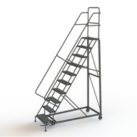 Heavy Duty Rolling Ladder, 10 Steps, 24" Step Width, 100" Platform Height, Steel Southpoint Industrial Supply