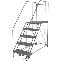 Mobile Work Platform, Steel, 5 Steps, 50" H, 35" D, 24" Step, Serrated VC591 | Southpoint Industrial Supply