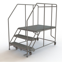 Mobile Work Platform, Steel, 3 Steps, 30" H, 48" D, 36" Step, Serrated VC601 | Southpoint Industrial Supply