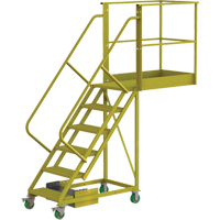 Cantilever Rolling Ladder, Unsupported, 6 Steps, 40" Platform Depth, 60" Platform Height Southpoint Industrial Supply