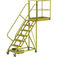 Cantilever Rolling Ladder, Unsupported, 7 Steps, 40" Platform Depth, 70" Platform Height Southpoint Industrial Supply