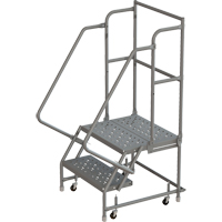 Deep Top Step Rolling Ladder, 2 Steps, 16" Step Width, 20" Platform Height, Steel Southpoint Industrial Supply