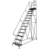Escabeaux roulants &agrave; dessus profond, 13 marches, Largeur de la marche 24", Hauteur de la plateforme 130", Acier Southpoint Industrial Supply
