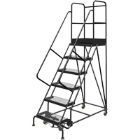 Deep Top Step Rolling Ladder, 6 Steps, 24" Step Width, 60" Platform Height, Steel VC769 | Southpoint Industrial Supply