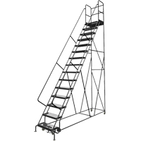 Deep Top Step Rolling Ladder, 15 Steps, 24" Step Width, 150" Platform Height, Steel VC779 | Southpoint Industrial Supply