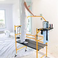 nsemble d'&eacute;chafaudage &agrave; montant de s&eacute;curit&eacute; & tablette pour outils de 4' Jobsite Series, Cadre Acier, 49-1/2" p x 57-3/4" h Southpoint Industrial Supply