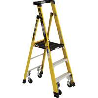 Heavy-Duty Rolling Podium Ladder, 3 Steps, 26-2/5" Step Width, 36" Platform Height, Fibreglass VD475 | Southpoint Industrial Supply