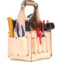 Porte-outils pour &eacute;lectricien et travaux d'entretien, Cuir, 17 pochettes, Beige Southpoint Industrial Supply