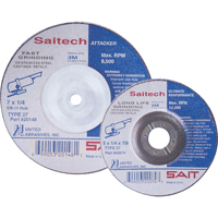 Saitech Ultimate Performance™ Grinding Wheel, 4" x 1/4", 3/8" arbor, Aluminum Oxide, Type 27 VU962 | Southpoint Industrial Supply