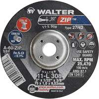 Zip Cutting and Grinding Wheel, 3" x 1/13", 3/8" Arbor, Type 27, 60 Grit, Aluminum Oxide Southpoint Industrial Supply