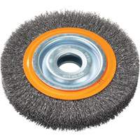 Crimped Wire Bench Wheel Brush, 6" Dia., 0.0118" Fill, 1/2" - 1/4" Arbor VV848 | Southpoint Industrial Supply