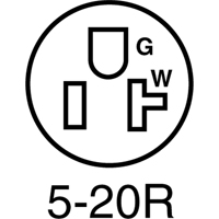 2-Pole 3-Wire Grounding Straight Blade Connector, 5-20P, Nylon Southpoint Industrial Supply