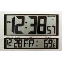 Jumbo Clock, Digital, Battery Operated, 16.5" W x 1.7" D x 11" H, Silver XD075 | Southpoint Industrial Supply