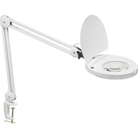 LED Magnifier with A-Bracket, 3 Diopter, LED Light, 47" Arm, C-Clamp, White XH199 | Southpoint Industrial Supply