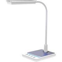 Goose Neck Desk Lamp with USB Charger, 8 W, LED, 15" Neck, White XI753 | Southpoint Industrial Supply