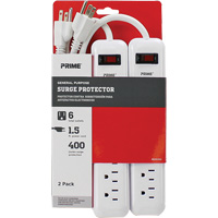 Surge Protector 2-Pack, 6 Outlets, 400 J, 1875 W, 1.5' Cord XJ247 | Southpoint Industrial Supply