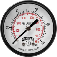 Economy Pressure Gauge, 2" , 0 - 100 psi, Back Mount, Analogue Southpoint Industrial Supply
