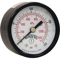 Economy Pressure Gauge, 2" , 0 - 200 psi, Back Mount, Analogue YB871 | Southpoint Industrial Supply