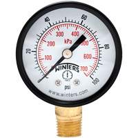 Economy Pressure Gauge, 2" , 0 - 100 psi, Bottom Mount, Analogue YB876 | Southpoint Industrial Supply