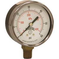 Economy Pressure Gauge, 2-1/2" , 0 - 60 psi, Bottom Mount, Analogue YB881 | Southpoint Industrial Supply