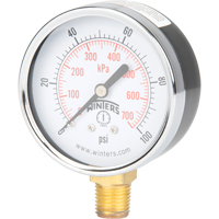 Pressure Gauge, 2-1/2" , 0 - 100 psi, Bottom Mount, Analogue YB882 | Southpoint Industrial Supply