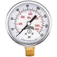 Economy Pressure Gauge, 2-1/2" , 0 - 160 psi, Bottom Mount, Analogue YB883 | Southpoint Industrial Supply