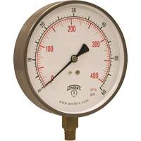 Contractor Pressure Gauge, 4-1/2" , 0 - 60 psi, Bottom Mount, Analogue YB899 | Southpoint Industrial Supply
